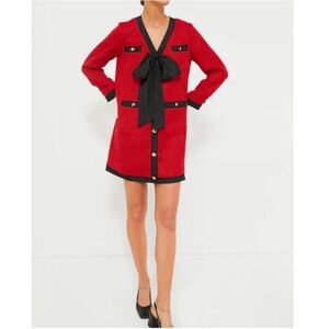 Tuckernuck Pomander Place Red Coco Tweed Long Sleeve  Preppy Mini Dress Size XXL